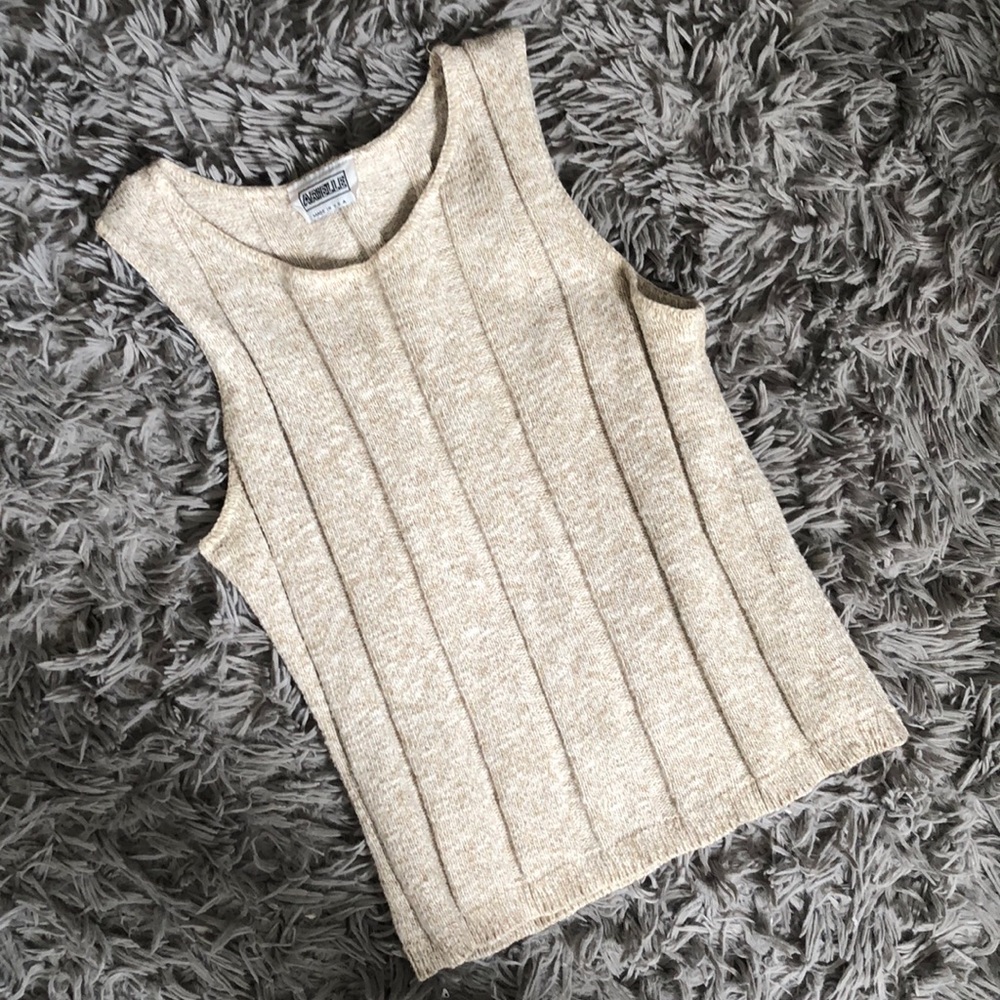 Cream Sleeveless Cropped Sweater